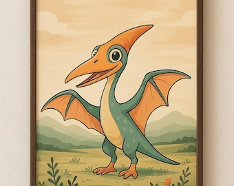 Digitale Printdatei "Pterodactyl", DIN A4 Printable zum Selberausdrucken für Dinosaurier-Fans, Sofortiger Digitaler Download
