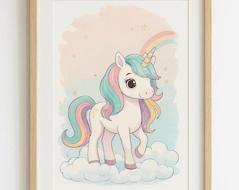 Digitale Printdatei "Einhorn", DIN A4 Printable zum Selberausdrucken für Einhorn-Fans, Sofortiger Digitaler Download
