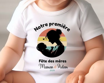 Gepersonaliseerde baby bodysuit "Onze eerste Moederdag 2024", cadeau voor moeder, Moederdag cadeau,