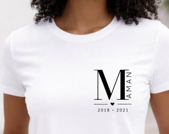 Personalized Mom or Grandma T-shirt with Names and Dates | Gift for Parties, Birthdays | Personalized Grandma T-shirt | Original Gift for Mom