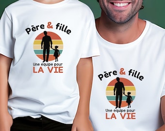 T-shirt duo personnalisé , père fils ou père fille , cadeau fête des pères ,t-shirts assortis , Livraison GRATUITE avec Mondial Relay