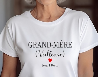 Tshirt personnalisé, " grand-mère veilleuse", tshirt pour mamie, cadeau fête des grands-mères