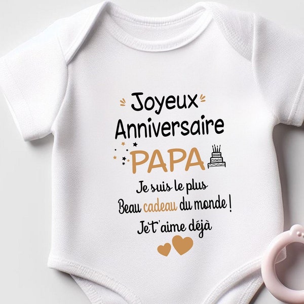 Body bébé personnalisé annonce grossesse et anniversaire PAPA, cadeau futur papa