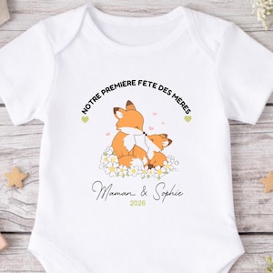 Body bébé personnalisé fête des mères 2026 ,cadeau naissance maman bébé – body  prénom bébé ,cadeau jeune maman, body bébé animaux mignons