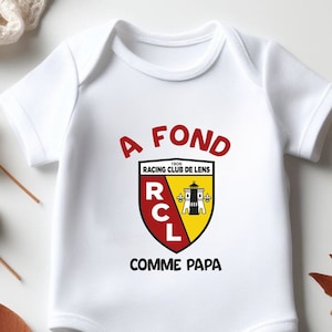 Personalized RCL baby bodysuit "A fond racing club de LENS", RC Lens supporter