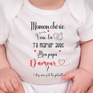 Personalized baby bodysuit, marriage proposal, baby gift, wedding announcement image 1