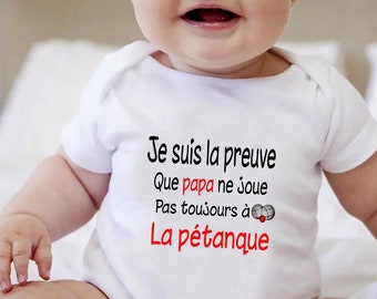 Gepersonaliseerde baby bodysuit, jeu de boules vader, cadeau voor baby