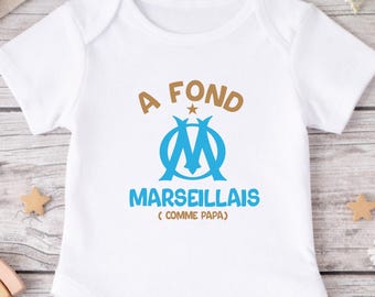 Body bébé personnalisé OM, "A fond Marseillais", Supporter OM