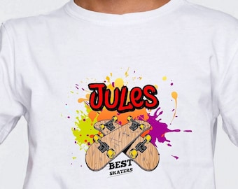 Tshirt enfant personnalisé, Modèle Skateboard , cadeau pour enfant