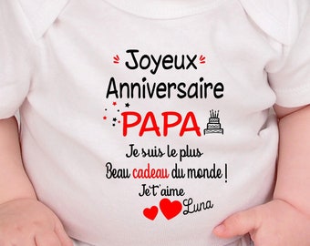 Body bébé personnalisé, "Joyeux anniversaire papa ", Body papa