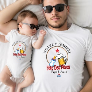 Duo T-shirt et body " Notre première fête des pères" , cadeau pour papa, cadeau fête des pères,
