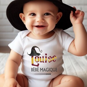 Personalized baby bodysuit with first name, magical baby, Harry Potter image 2