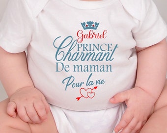 Body bébé personnalisé, cadeau pour maman, cadeau fête des mères, " Prince charmant de maman"