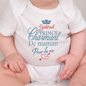 Body bébé personnalisé, cadeau pour maman, cadeau fête des mères, Prince charmant de maman image 1