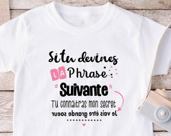 Tshirt enfant personnalisé, je vais être grande soeur, tshirt annonce grossesse