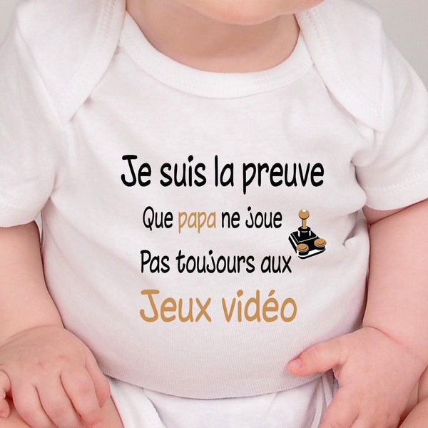 Body bébé personnalisé, papa gamer, cadeau naissance