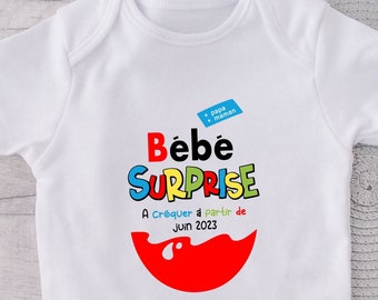 Body bébé annonce grossesse, Body bébé personnalisé bébé surprise ! Future naissance