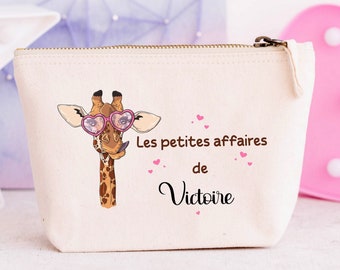 Trousse personnalisée,  " les petites affaires de..." Modèle Girafe, cadeau personnalisé