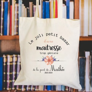 Tote bag personnalisé, super maîtresse , cadeau fin d'année scolaire, cadeau pour maîtresse