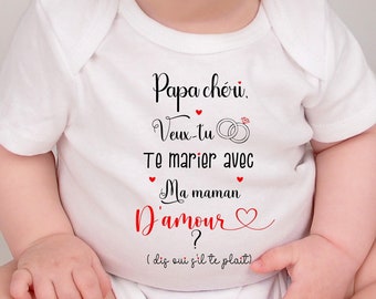 Personalized baby bodysuit, marriage proposal, gift for baby, wedding announcement "Darling Dad"