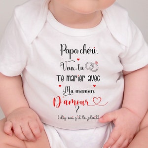 Body bébé personnalisé ,demande en mariage, cadeau pour bébé, annonce mariage Papa chéri image 1