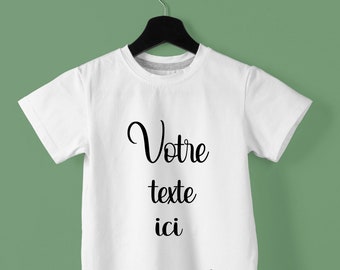 Tshirt enfant à personnaliser avec votre texte, cadeau pour enfant