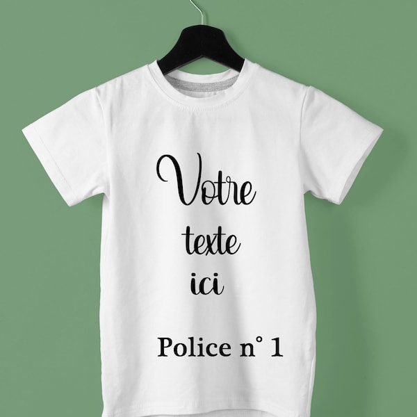 Tshirt enfant à personnaliser avec votre texte, cadeau pour enfant