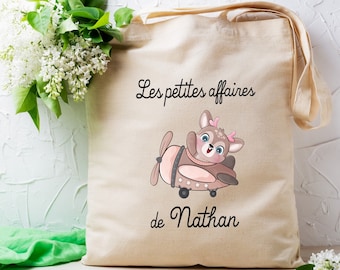 Tote bag personnalisable enfant, modèle petit Faon ,sac pour crèche , école, sport, article personnalisé