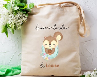 Personalized tote bag for children, DOUDOU bag, children's tote bag, bag for nursery, school.