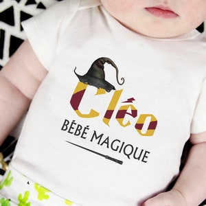Personalized baby bodysuit with first name, magical baby, Harry Potter image 1