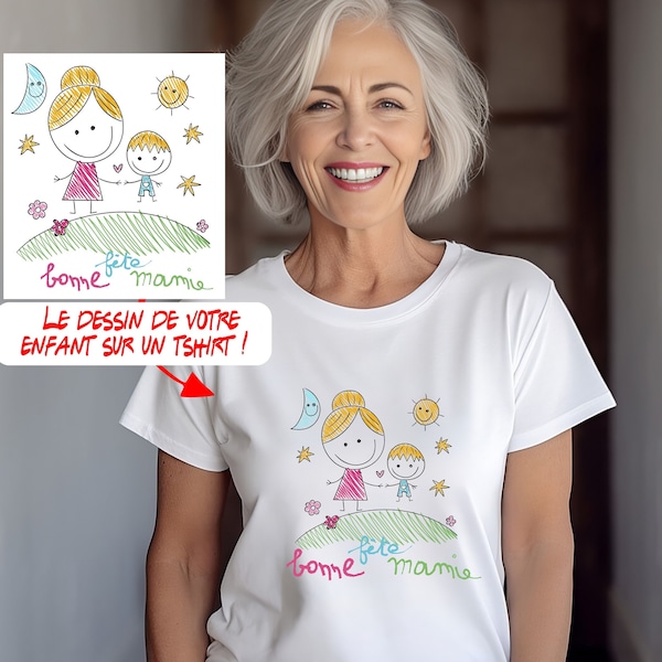 Tshirt personnalisé avec le dessin de votre enfant, Tshirt mixte, cadeau fête anniversaire etc..Livraison GRATUITE avec Mondial Relay