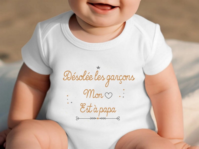 Body bébé personnalisé, body bébé, cadeau pour papa MARRON