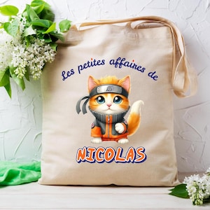 Tote bag personnalisable enfant, sac pour crêche , école, sport, modèle NARUTO