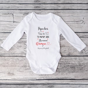 Body bébé personnalisé ,demande en mariage, cadeau pour bébé, annonce mariage Papa chéri image 3