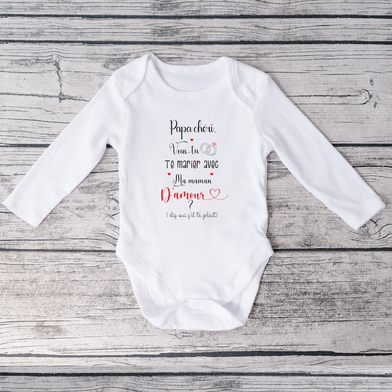 Personalized baby bodysuit, marriage proposal, gift for baby, wedding announcement Darling Dad image 3