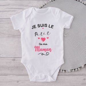 Body bébé personnalisé, Petit coeur de ma maman, body bébé maman, cadeau fête des mères ROSE