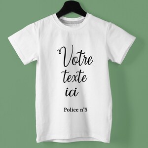 Tshirt enfant à personnaliser avec votre texte, cadeau pour enfant POLICE 5