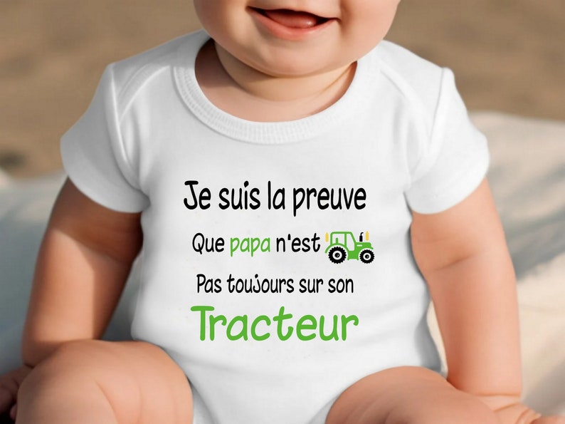 Body bébé personnalisé, Papa agriculteur, cadeau bébé VERT