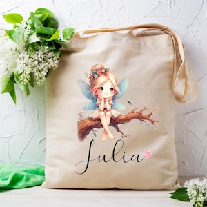 Tote bag  personnalisable, modèle Fée, cadeau tote bag , école, crèche etc.