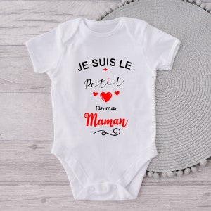 Body bébé personnalisé, Petit coeur de ma maman, body bébé maman, cadeau fête des mères image 2