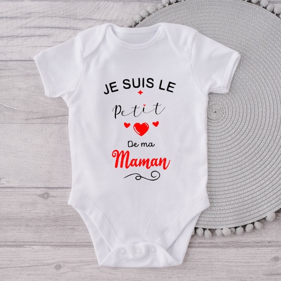 Body Nouveau-né Manches Courtes – Phrase "Je Suis Le Petit Coeur De Maman", 100% Coton (idée Cadeau Naissance)
