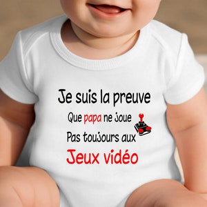 Body bébé personnalisé, papa gamer, cadeau naissance ROUGE