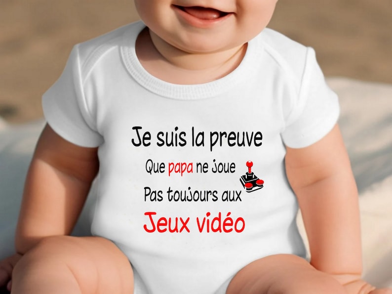 Body bébé personnalisé, papa gamer, cadeau naissance ROUGE