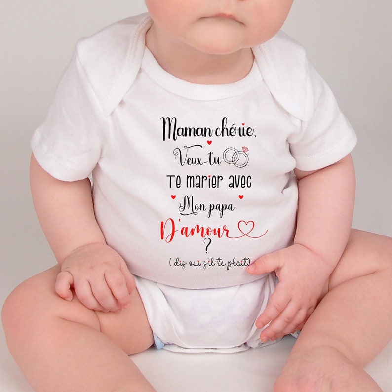 Body bébé personnalisé ,demande en mariage, cadeau pour bébé, annonce mariage image 1