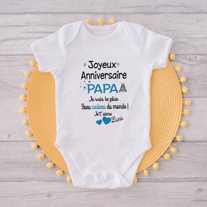 Body bébé personnalisé, Joyeux anniversaire papa , Body papa BLEU