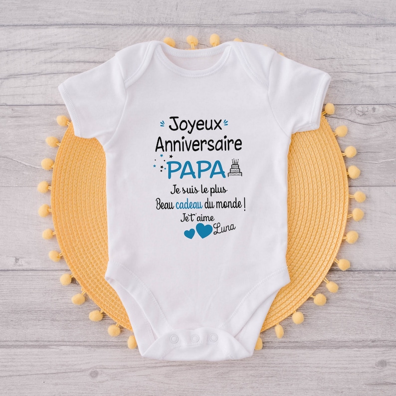 Body bébé personnalisé, Joyeux anniversaire papa , Body papa image 5