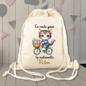 Sac à dos  personnalisé enfant, modèle chat garçon ,sac pour maternelle, 30x36cm