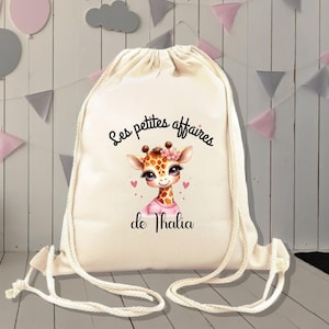 Sac à dos personnalisé enfant, modèle GIRAFE mignonne ,sac pour crèche , école, sport, 30x36cm
