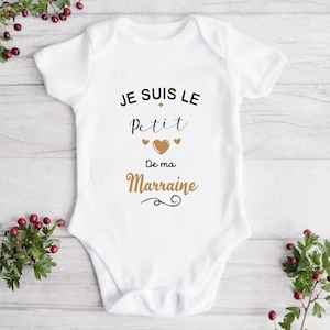 Body bébé petit coeur à Marraine, Body bébé MARRAINE ou PARRAIN, cadeau pour bébé MARRON