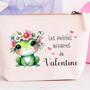 Trousse en coton personnalisé , modèle grenouille , pochette personnalisée